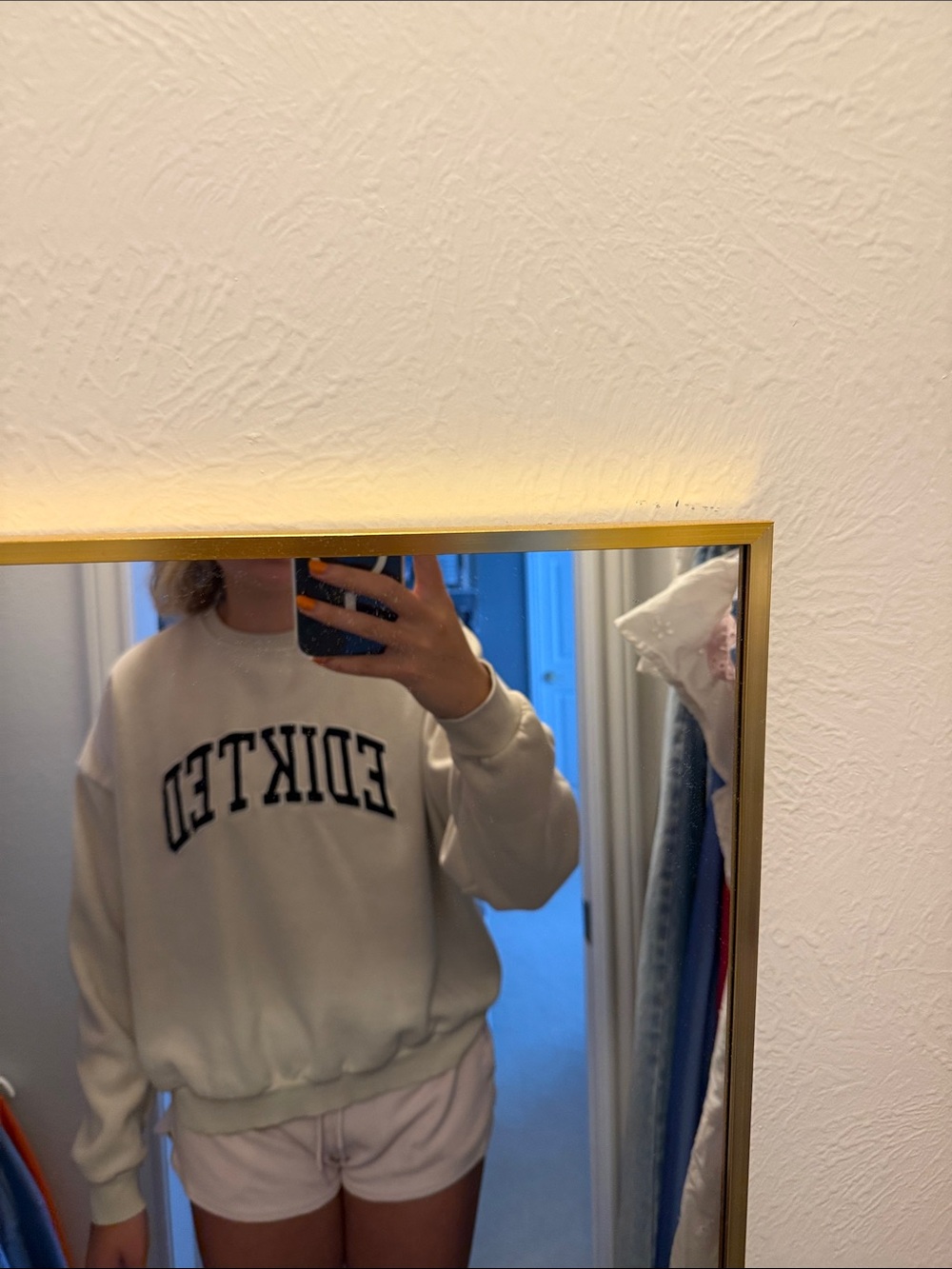 Edikted Cream Sweatshirt with Pink & Teal Label